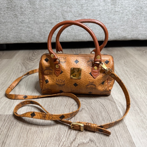 MCM Handbags - MCM Cognac Mini Bag with Gold Accents